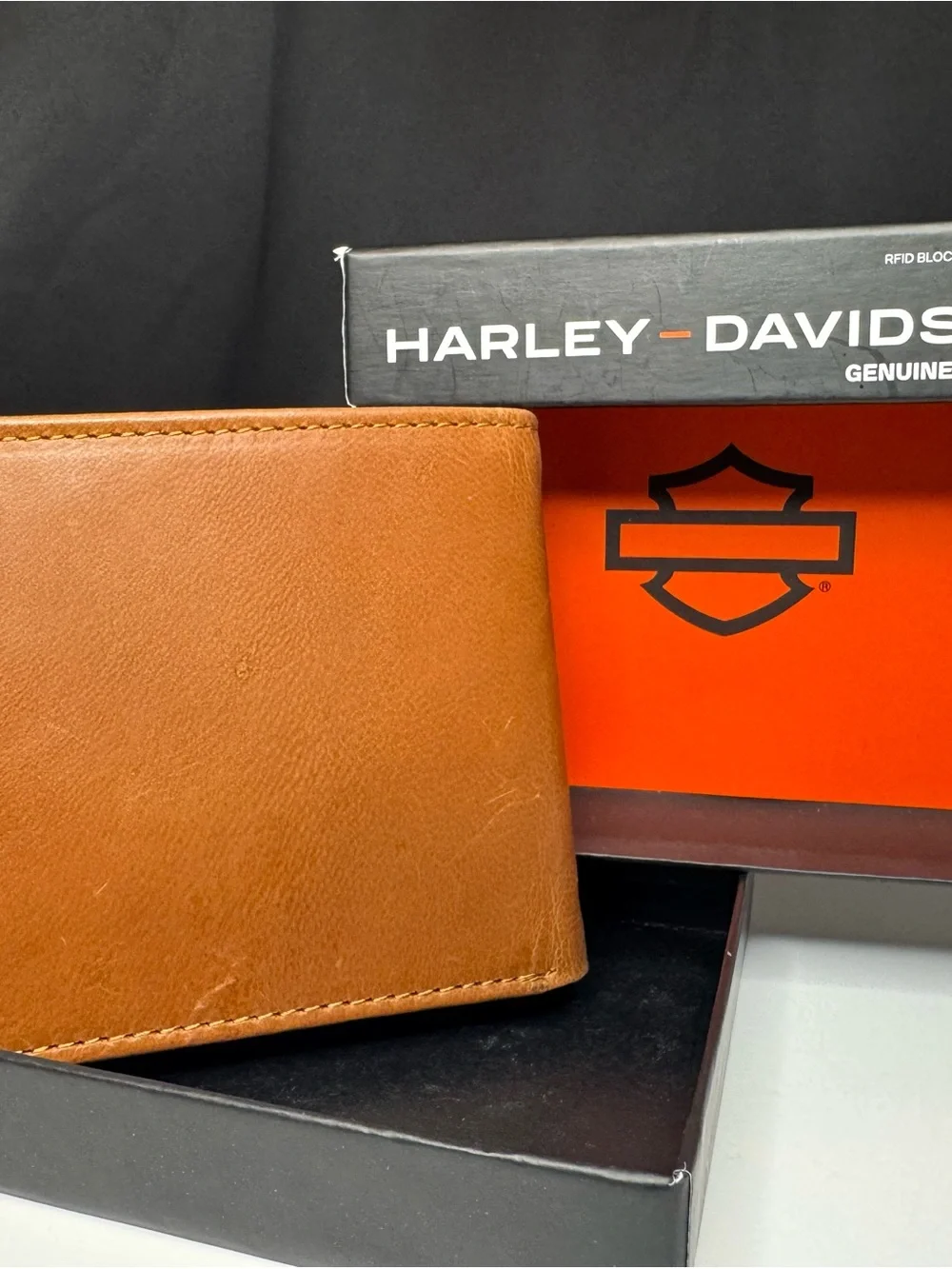 Harley-Davidson Brown Leather Bifold Wallet with Embossed Logo